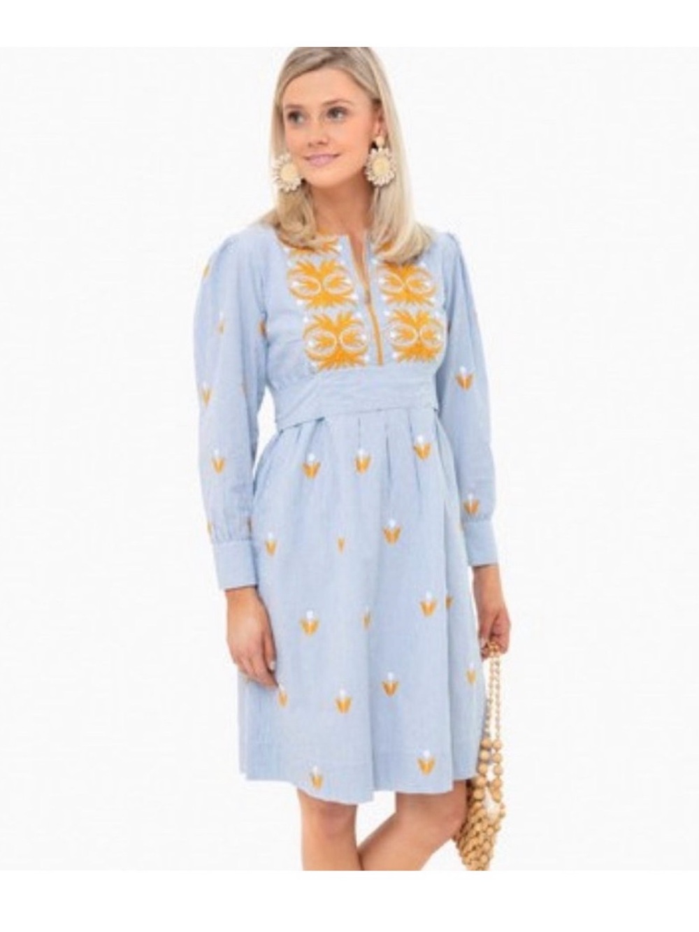 Antik Batik Mexica floral embroidered striped dress, size small nwt
